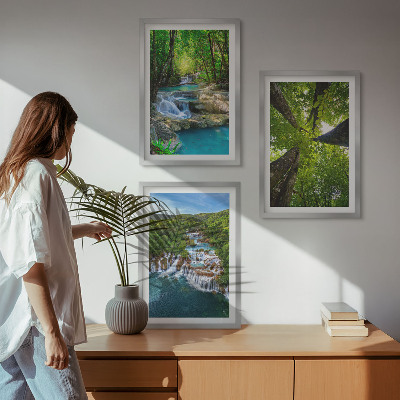 Wall art set Waterfalls green forest water