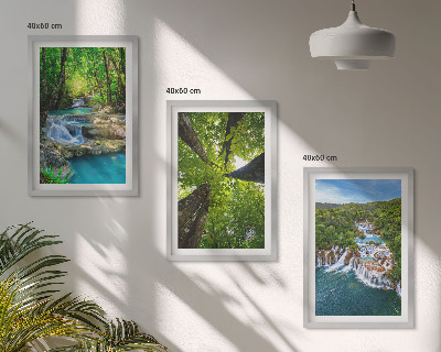 Wall art set Waterfalls green forest water