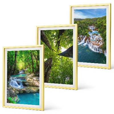 Wall art set Waterfalls green forest water