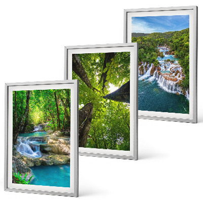 Wall art set Waterfalls green forest water