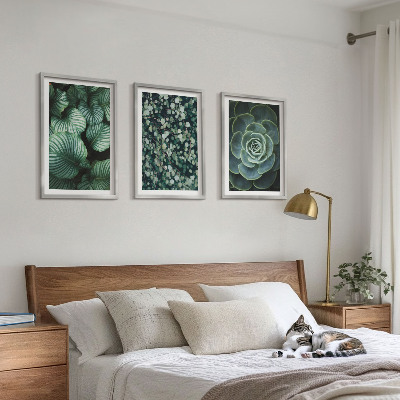 Wall art set Green leaves succulents style