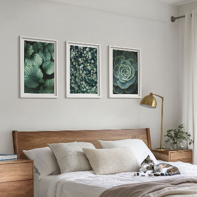 Wall art set Green leaves succulents style