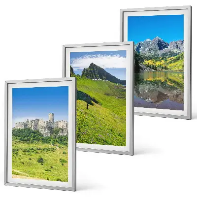 Green hills with a castle framed wall art set of 3 pieces