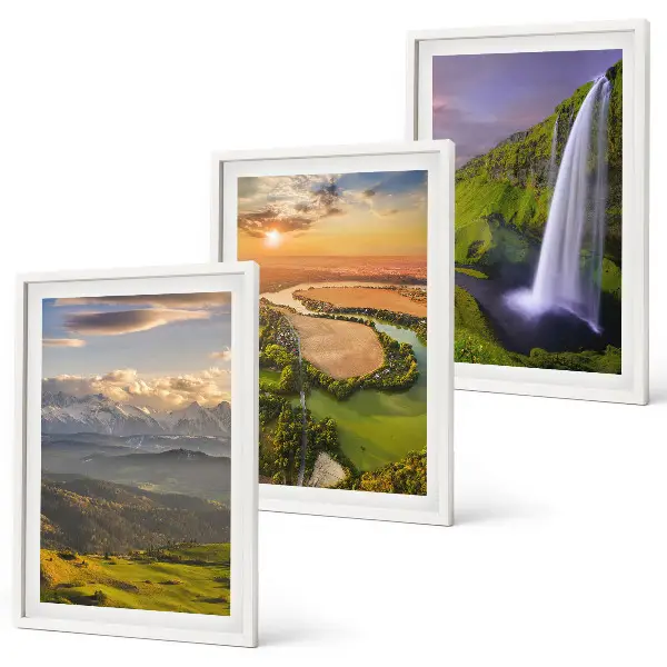 Wall art set featuring mountain rivers and waterfalls