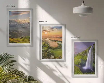 Wall art set featuring mountain rivers and waterfalls