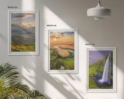Wall art set featuring mountain rivers and waterfalls