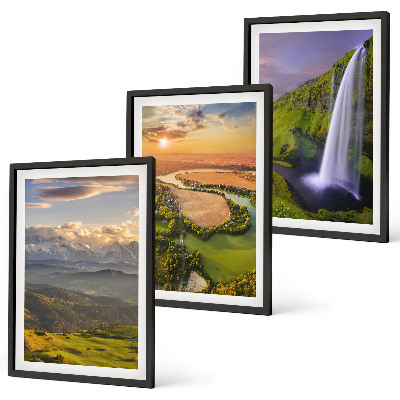 Wall art set Mountain rivers waterfalls nature