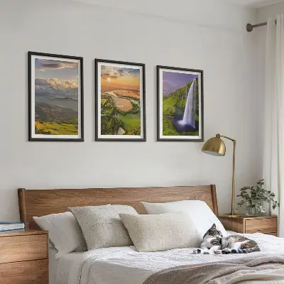 Wall art set featuring mountain rivers and waterfalls
