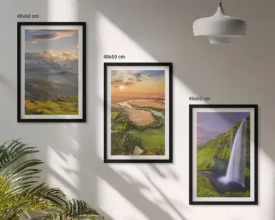 Wall art set featuring mountain rivers and waterfalls