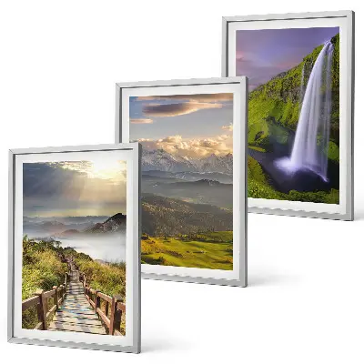 Mountain landscape waterfall wall art set of 3 framed pieces