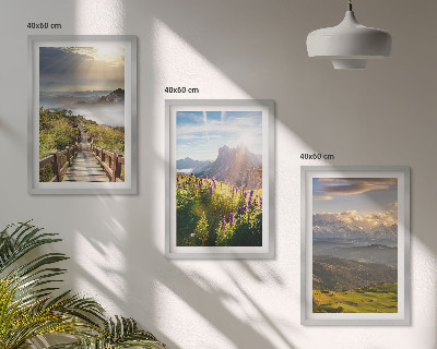 Wall art set Mountain landscape with flowers