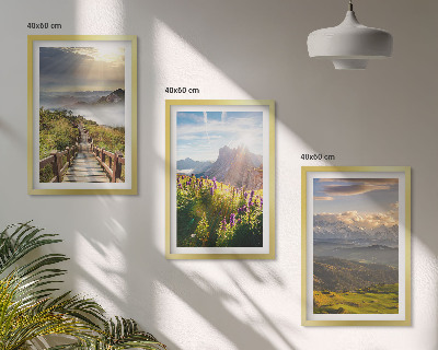 Wall art set Mountain landscape with flowers