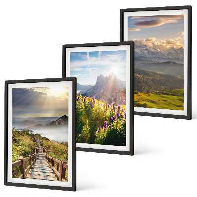 Wall art set Mountain landscape with flowers