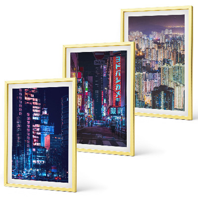 Three-piece wall art piece Night city neon lights