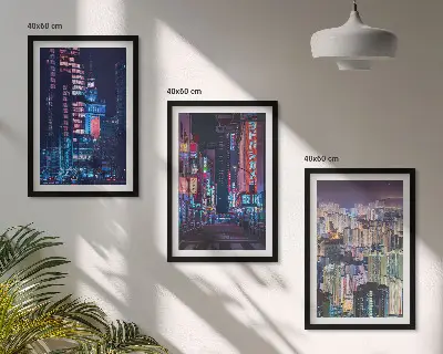 Night city neon lights wall art three-piece set