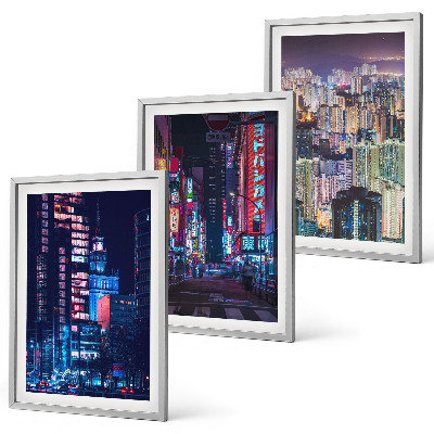 Three-piece wall art piece Night city neon lights