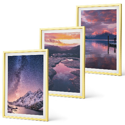 Set of 3 framed wall art pieces Mountains, water, beautiful landscapes