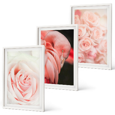 Wall art set Pastel pink flamingos delicately