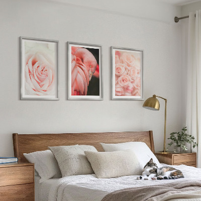 Wall art set Pastel pink flamingos delicately
