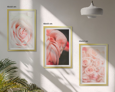 Wall art set Pastel pink flamingos delicately