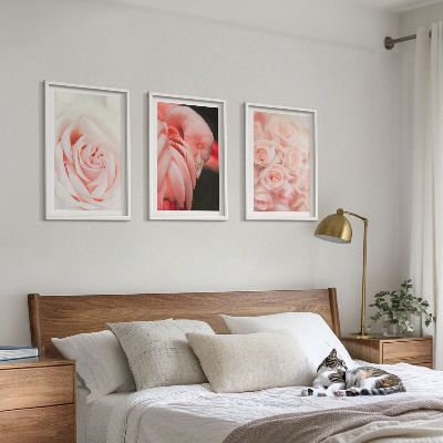 Wall art set Pastel pink flamingos delicately