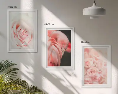 Pastel pink flamingos wall art set featuring a delicate design