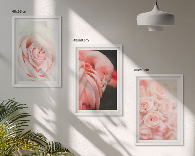 Wall art set Pastel pink flamingos delicately