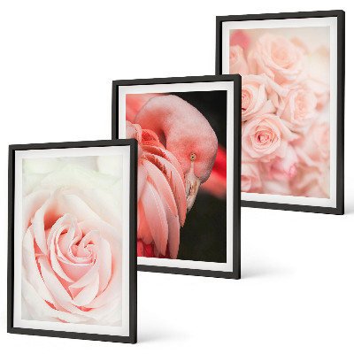 Wall art set Pastel pink flamingos delicately