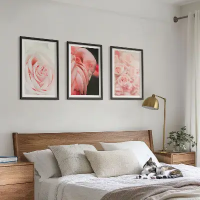 Pastel pink flamingos wall art set featuring a delicate design