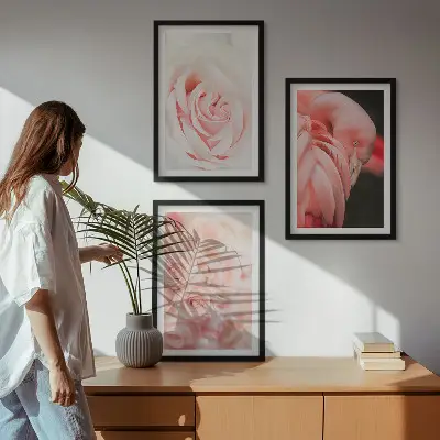 Pastel pink flamingos wall art set featuring a delicate design