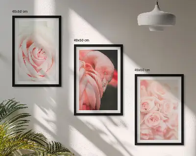 Pastel pink flamingos wall art set featuring a delicate design