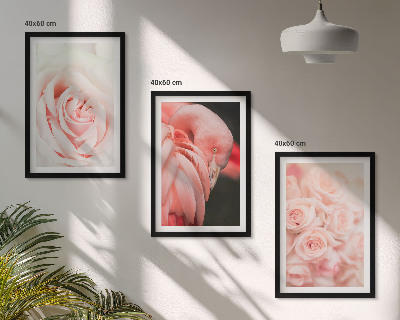 Wall art set Pastel pink flamingos delicately