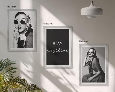 Three-piece wall art piece Stylish portraits of women wearing glasses