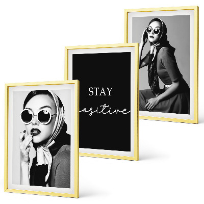 Three-piece wall art piece Stylish portraits of women wearing glasses