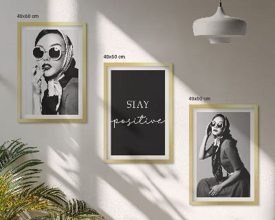 Three-piece wall art piece Stylish portraits of women wearing glasses