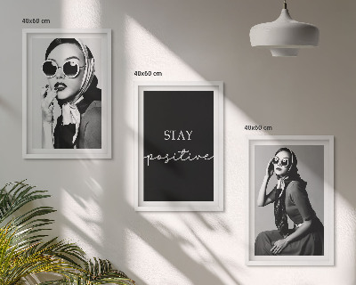 Three-piece wall art piece Stylish portraits of women wearing glasses