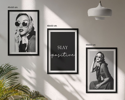 Three-piece wall art piece Stylish portraits of women wearing glasses