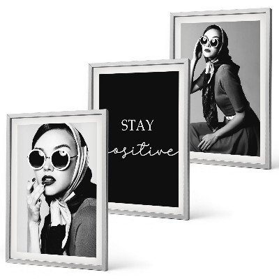Three-piece wall art piece Stylish portraits of women wearing glasses