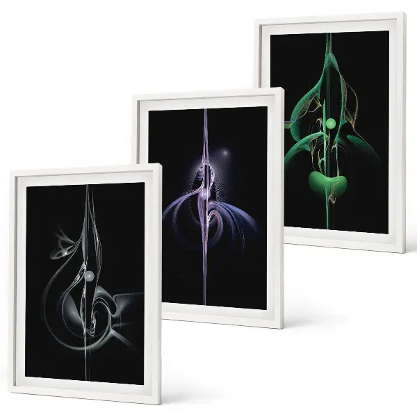 Wall art set with abstract black patterns