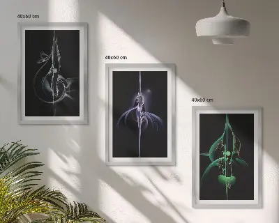 Wall art set with abstract black patterns