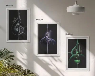 Wall art set with abstract black patterns