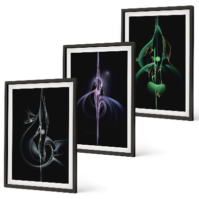 Wall art set Abstract black color patterns