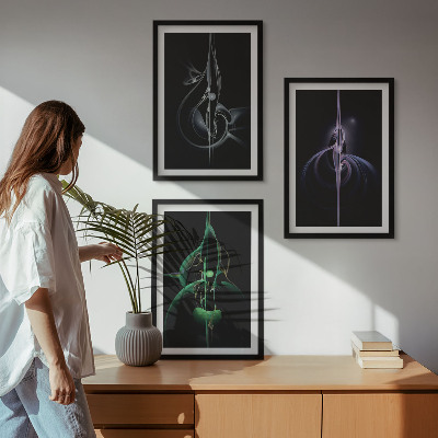 Wall art set Abstract black color patterns