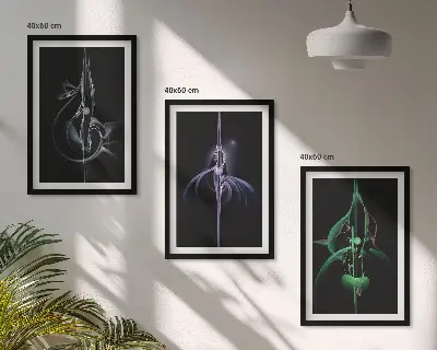 Wall art set with abstract black patterns