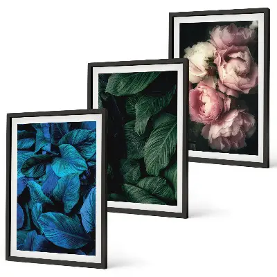 Three-piece wall art set with colorful leaves and flowers