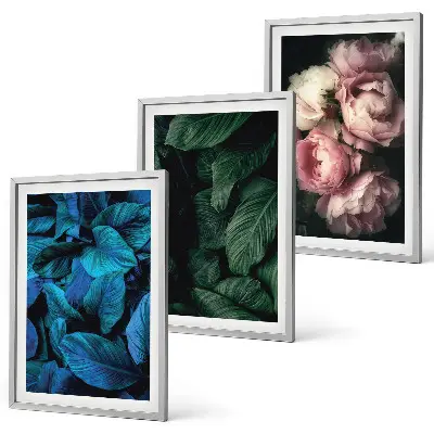 Three-piece wall art set with colorful leaves and flowers