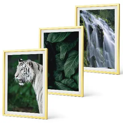 White tiger leaves waterfall wall art set of 3 framed pieces