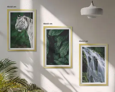 White tiger leaves waterfall wall art set of 3 framed pieces