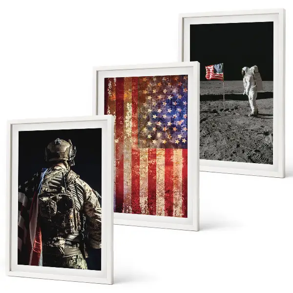 American USA flag wall art set set of wall art depicting American symbols
