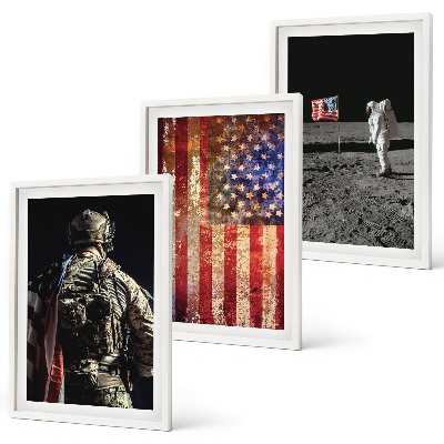 Wall art set American symbols USA flag